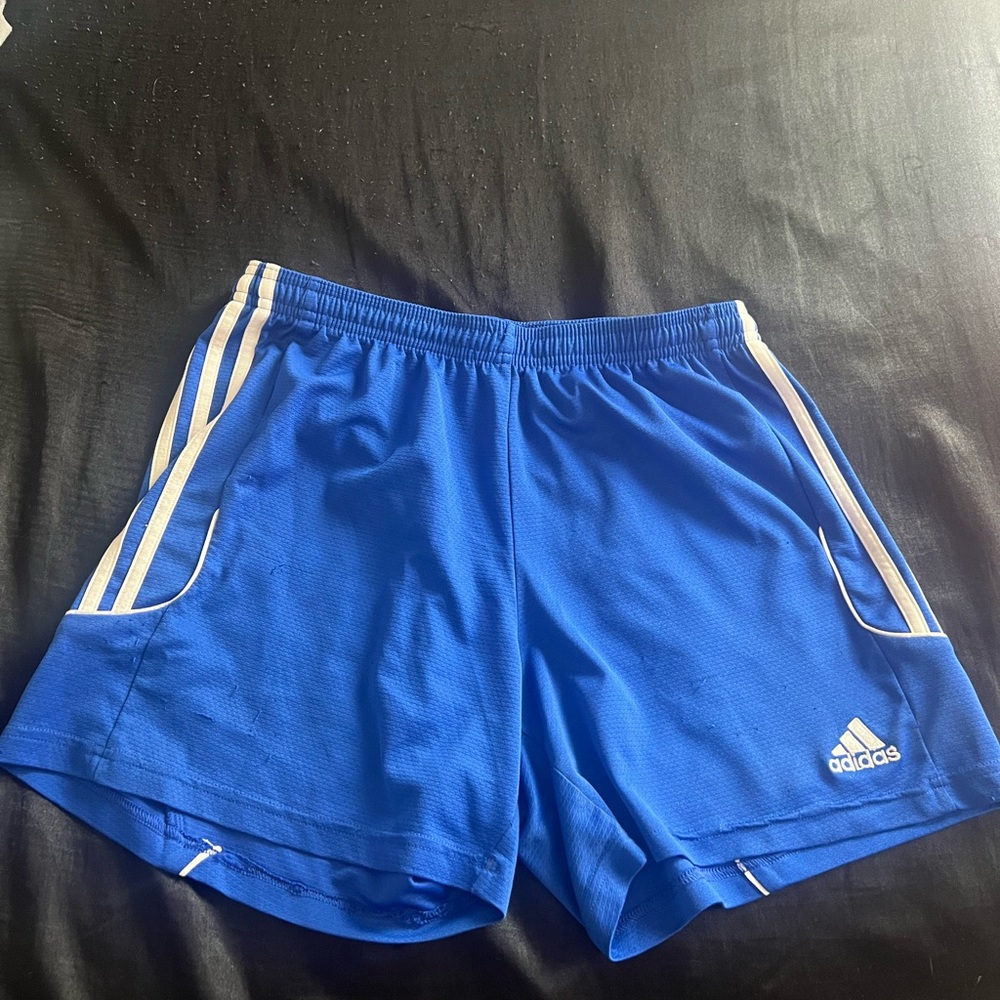 Adidas Royal Blue Sports Shorts with White Stripes